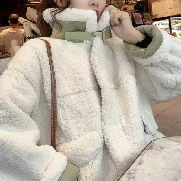 마이드림 여성 가을 겨울 양털 뽀글이 기모 터틀넥 스웨이드 점퍼 가죽 자켓 재킷 코트 T
