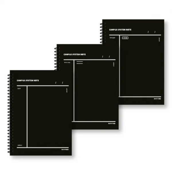 루틴 캠퍼스 시스템노트 3EA 스프링 코넬대학교노트 학용품 신학기 노트, RULED(유선) 3권, BLACK