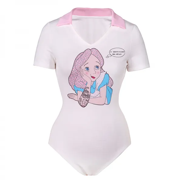 해외직구샵 JUNGLEME 여름 짧은 타입 브이넥 귀염둥이 누이동생 플라워 프린트 슬림 여성 반팔