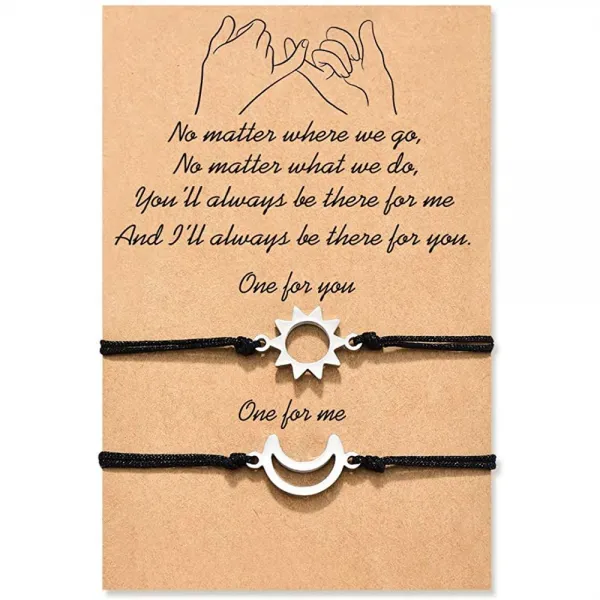 Manven 친한 친구 커플 가족 남녀 대 소녀 핑키 약속 거리 매칭 Braceletsver.2 Moon And Sun