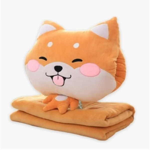 보드란 모찌인형 눈웃음 시바견 핸드워머+쿠션담요 대형 170x100, 오리지널 핸드워머+담요