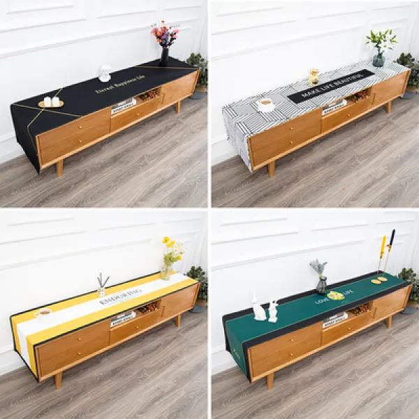 CHINA 심플 북유럽 방수 TV장 커버 면 마 장방형 테이블보 입호 신발장 식탁보 테이블 식탁 꾸미기 1, 15 쉬지 않고 살아오다, 02 30x180cm(튀김 방지 물)