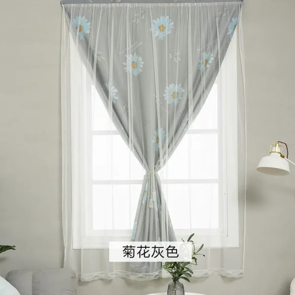 공가라 작은방커튼 인싸템 매직 숏 접착 사 무타공 장착 침실 소녀 가림천 공주풍 출 국화꽃 타바스그레이 （더블레이어 ） 와이드 2.0 *하이 2.0 쌀 원턱