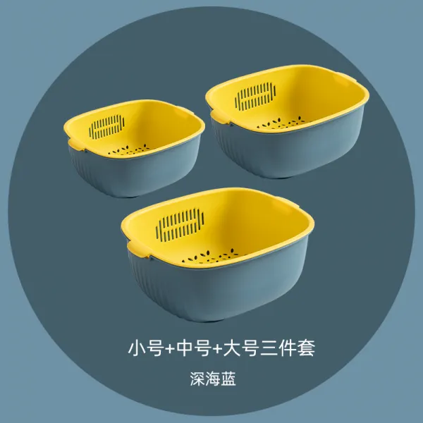 볼바구니주방 더블레이어 슬라이드건조대 가정용 식기세척대 장바구니 여과함 물바구니 워싱 신기 응접실이 있다 4795391376, 깊은 바다 색의 미니 사이즈 _중간사