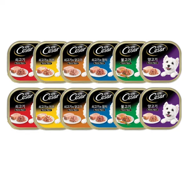 시저 버라이어티팩 반려동물 습식사료 6종 X 2p 세트 1세트 100g