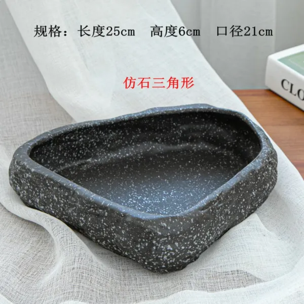 수반 분재 꽃꽂이 접시 그릇 빈화분 화분 큰 대형 라지 책상 사무실 거실 다육 수련, N.모조석 삼각형