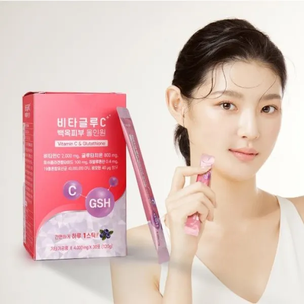비타글루C (글루타치온 + 비타민C) 백옥피부 올인원 4000mg X 30포 (120g)