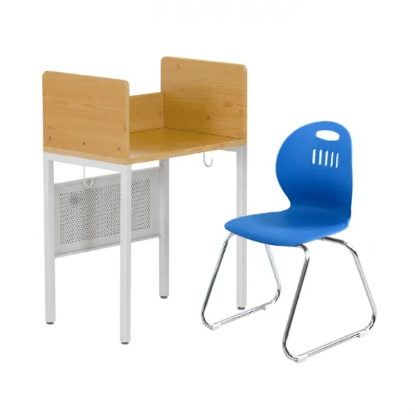 하이스위티 1인용 학원 독서실책걸상세트 1507 책상 화이트비취 W650 의자/블루바디
