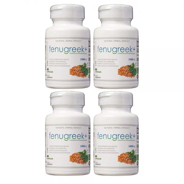 VH Nutrition (4병) 브이에이치뉴트리션 호로파씨앗 추출물 파우더 700mg 60캡슐(병당 약1개월), 1mg, 4개