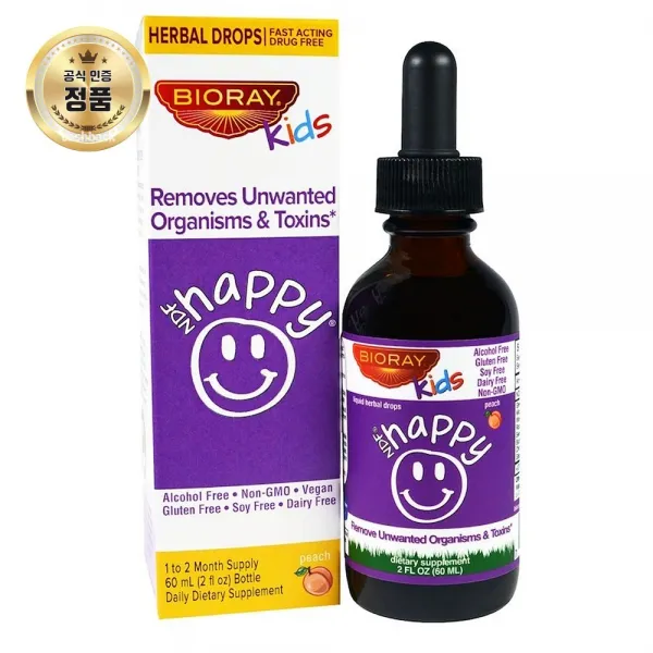 Bioray NDF 해피 리무브 언원티드 올가니즘 톡신 키즈 복숭아 맛 60 ml, 1개입, 1개