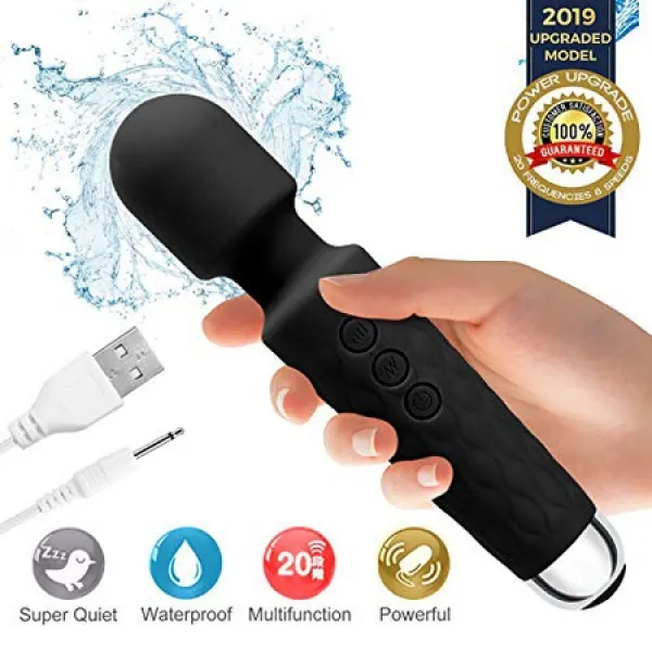Wand Power Massager 20 가지 매직 진동 모드를 갖춘 Roysmart Massager Whi 속말 조용한 방수 핸드, 상세 설명 참조0