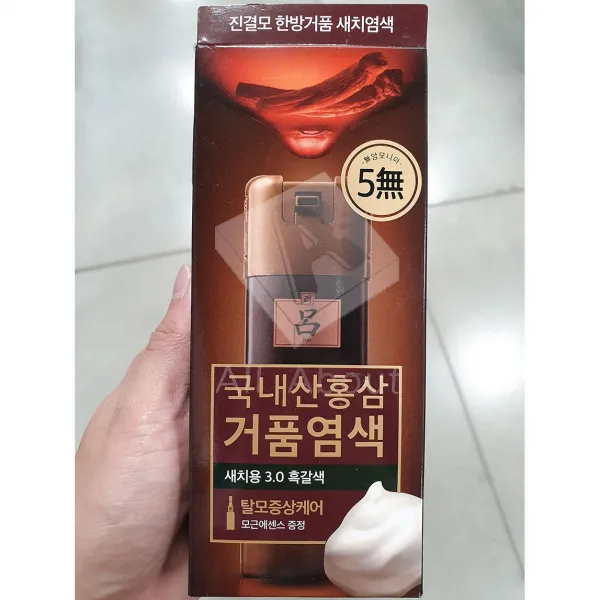 려 진결모 한방 거품 새치염색(3.0흑갈색) 국내산 홍삼 새치 염색 탈모 케어, 3개