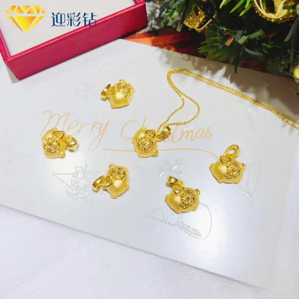 관영기함점 로봉상 2019 신상 황금 펀칭 금전 나시 3D 경금맹아 목걸이 작은 꽃돼지 본해 선물 증정 사진 색동 펀치 18K 금 O, 단일상품