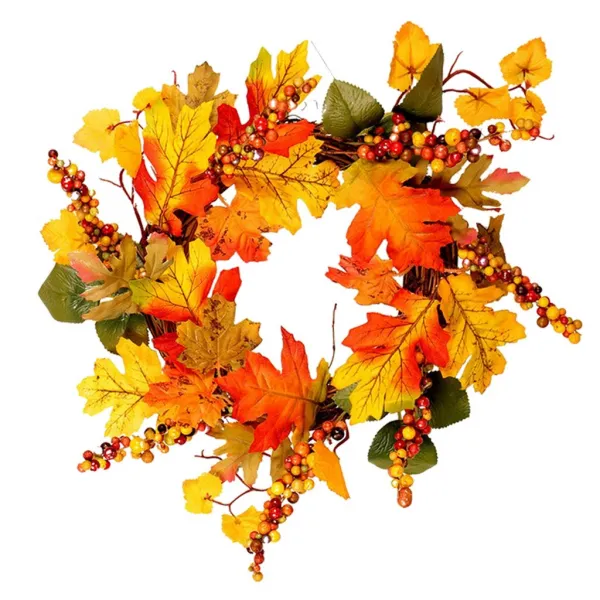 Zld 인공 꽃 프런트 도어 벽 화환 갈 랜드 단풍 나무 잎 Wreath_40cm