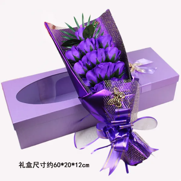 칠석 발렌타인데이에 여친 마누라 선물 창의적 생일선물 여자 장미 비누 꽃다발 낭만, 19나비 타입 자색