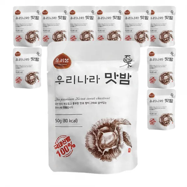 (청와대 설선물) 국산 부여의 밤 100% 우리나라 맛밤, 10팩, 50g