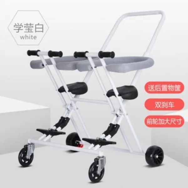 트라이크 2020 신상 유아트라이크 가성비최고 만족도 쌍둥이유모차 트윈유모차 초경량 기내반입 유모차 휴대용유모차 두 아이 유물 접이식 경량 쌍둥이 아기 더블 슬립 아기 세발 자전거 아기 유아 1-7 세 아이 손 푸시, 화이트 더블 워킹 베이비 하이 매칭 + 가드 레일
