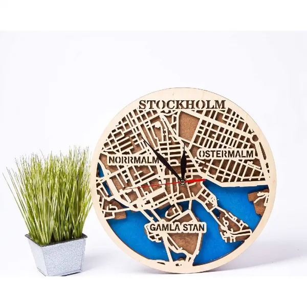 Wooden Evolution 스웨덴 나무 장식 스톡홀름 12 나무 시계 시립 형제 스톡홀름 나무 벽 시계 여성 3D 나, none