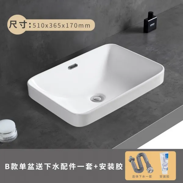 DIPYLON 세면대하부장 탁상용 반감형 세면대 집 도자기 네모난 대분대 위 타원형, 타입 홀수[배포수]