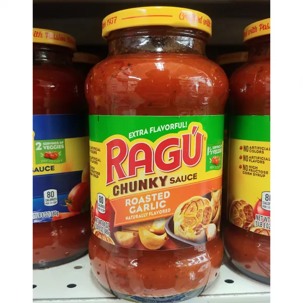 Ragu 라구 청키 소스 로스트 갈릭 파스타 x4팩 Chunky Sauce Roasted Garlic Pasta Sauce(680g), 1개, 0g
