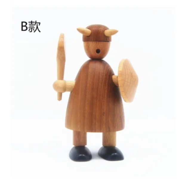 덴마크어 북유럽 나무인형 장식품 원숭이등 동물 공예 나무 제품 집들이 선물 홈인테리어, 바이킹 B12cm 높이