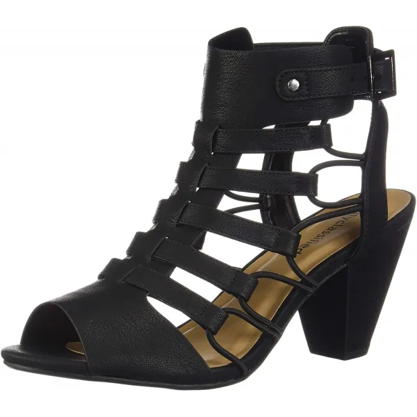 시 유형 WOMENS 패션 신난다 GLADIATOR STRAPPY CHUNKY 블록 HEEL SYNTHETIC 게 걸음을 내딛는 독자 PADDED INSOLE SANDALS