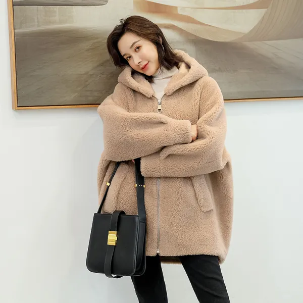 인조모피코트 2019가을겨울셋트 큰입자의 램스울 여자외투 무스탕 양벨벳 모피 빅사이즈 후드 롱타입