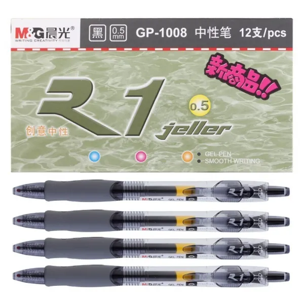모 닝 조명 (M & G) 문구 0.5mm 매 직 스트레이트 GP 1008 클래식 실탄 헤드 사인펜 사무 용 볼펜 12 개 / 박스 블랙 박스, 상세페이지 참조