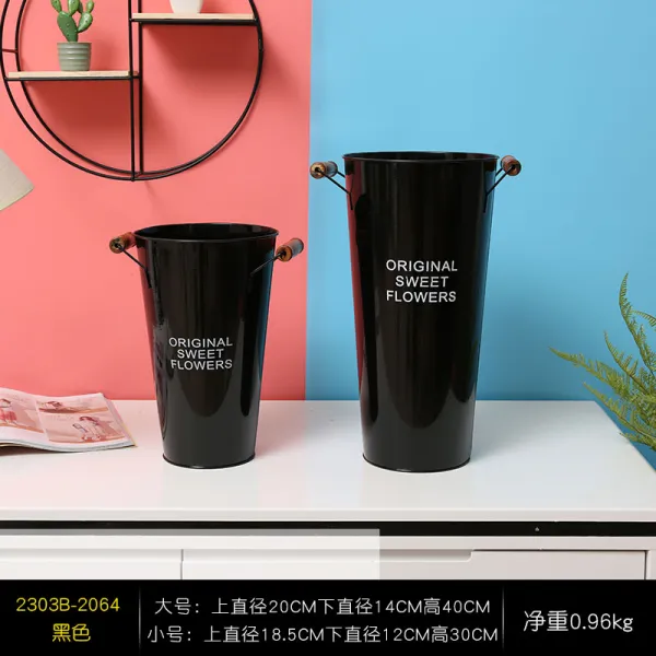 거실화병 철피 깨어나다 통 꽃꽂이 응접실이 있다 가정용 노르딕 심플 키우기 생화 화기 큰사이즈 2195067366, 블랙 룩