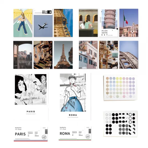 디노크 파리로마여행 인테리어엽서 2종 세트, 해외감성 엽서
