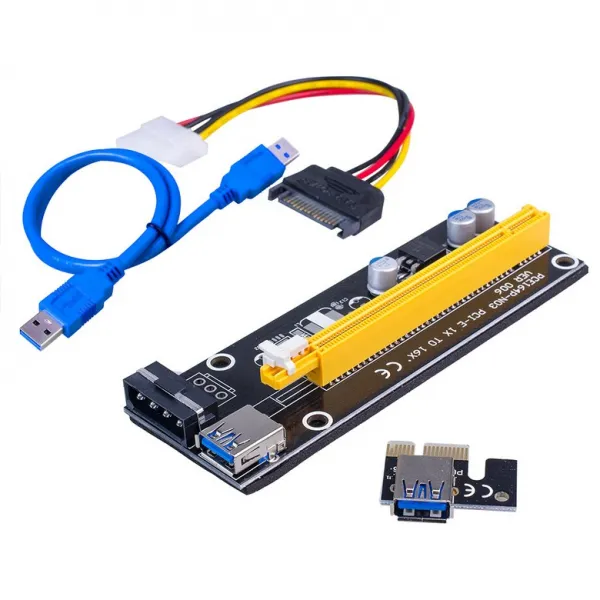 6 PC를 Ver006 16 배 큰 4PIN 이미지 어댑터 보드의 USB BTC 광업 3.0 연장 케이블을 PCI-E 어댑터 카드 PCIE1X, 하나, 보여진 바와 같이