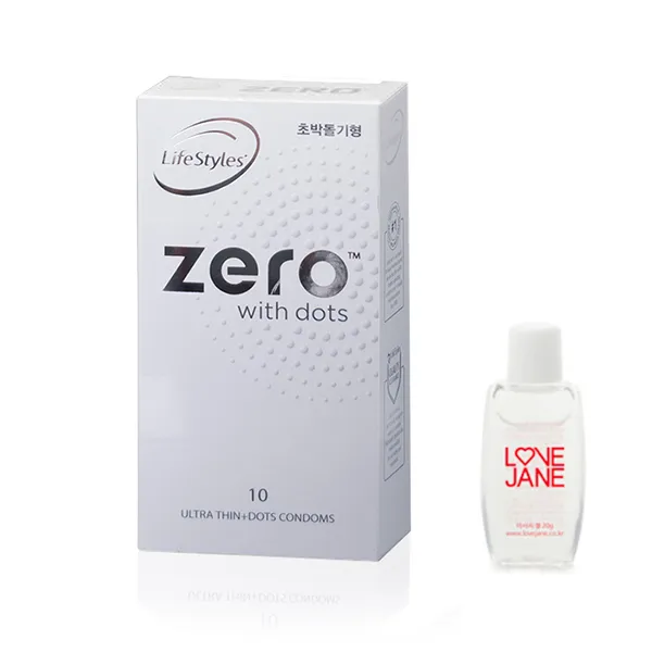 안셀 라이프 스타일 제로핏 초박돌기형 도트 콘돔 10p(러브제인 꼬마젤 20ml), 단품, 단품