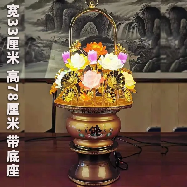 조명 불교 레인보우 부처에게 공양함 불공등 연꽃등장명불 앞 전등을 공급함 사찰이다 공덕 78cm15 품 유리