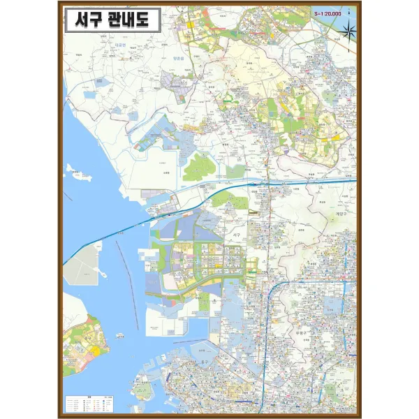 지도샵 인천시 서구 지도 155cm x 110cm