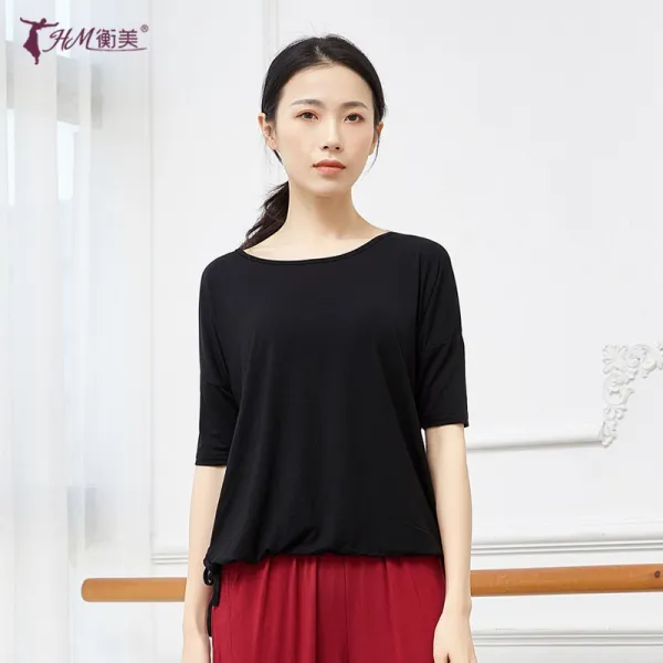 Mar.20 49번 박시한 안무 연습복 상의 여성인 고전무용 민속춤 현대무용 의상 반팔 2019 신상가을z Xl S271 미 디 엄 블랙