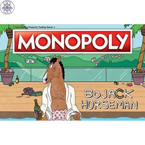 [ USAOPOLY ] Monopoly Bojack Horseman 보드 게임 | 독점권 버전에서 좋아하는 Bojack 기병 캐릭터를 모집하십시오 | Bojack Horteman Netflix 쇼를 기반으로합니다 사용자 지정 토큰 돈 및 게임 보드, One Color_One Size