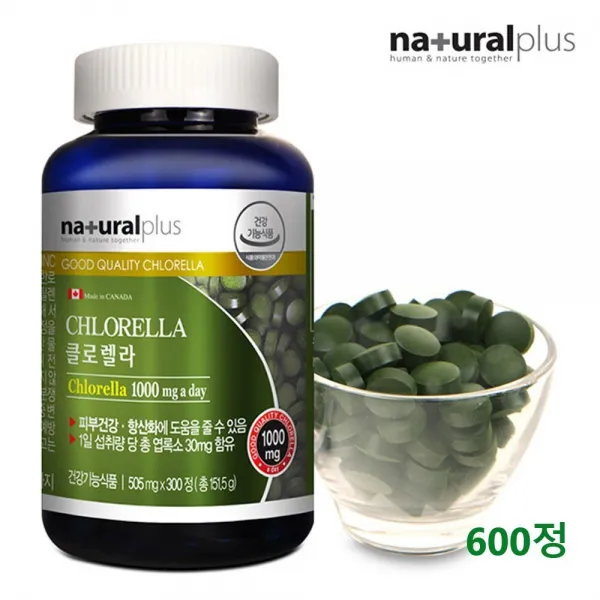 캐나다 클로렐라 정 분말 가루 원말 100% 엽록소 면역력 항산화 피부건강 영양제 녹조류 클로로필 크로레라 크로렐라 효능, 2통, 300정