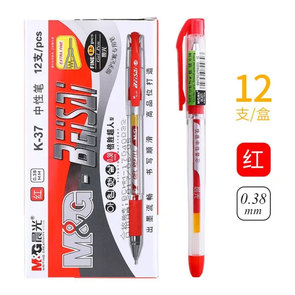 신광 문구 중성펜 038MM 학생 근래 모빌 그림물 재무 세자 장부에 기입함 사용 싸인펜 블랙 블루 레드, K37 레드 12즈
