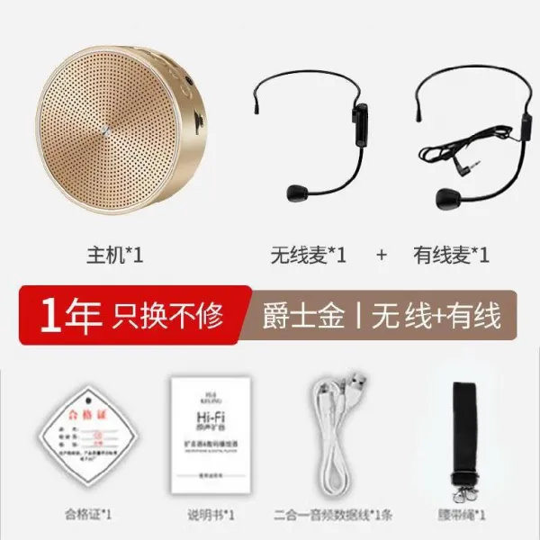 블루투스마이크 마이크 확성기 미니 교사 송화기 무선블루투스 큰볼륨 휴대용 플레이어 수업용 스피커, T06-유선마이크+무선마이크(UH