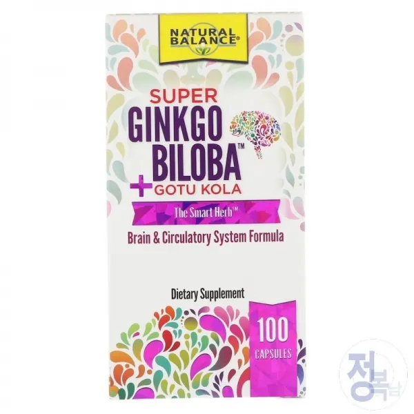 네츄럴 발란스 Natural Balance Super Ginkgo Biloba + Gotu Kola 슈퍼 은행나무 고투 콜라 캡슐 100개입, 3개묶음(10%할인), 1개
