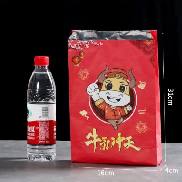 큐 종이봉투 포장 기름방지 일회용 테이크아웃 은박지 전용 주머니 쿨러백 봉지 훑다 튀김, 황소고집이 하늘을 찌르다 큰사이즈 1
