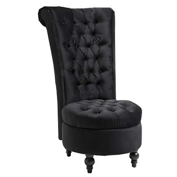 HomCom Elegant Royal High Back Velvet Tufted Accent Chair - Rich Black HomCom 우아한 로얄 높은 뒤 벨벳은 억양 오트만, 1