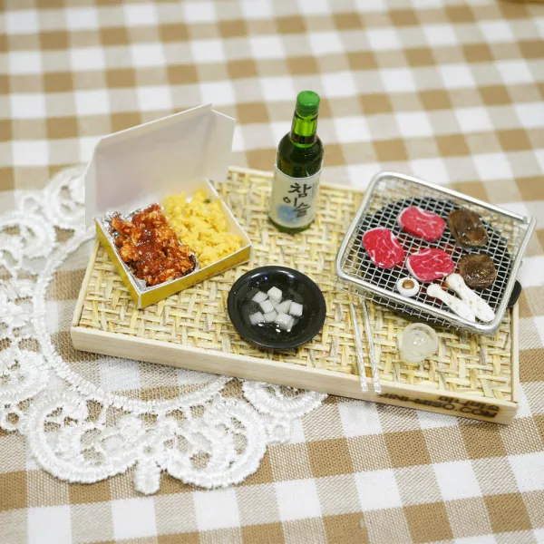 미니미소 치킨 소고기구이 술상 반반치킨 소고기 등 미니어쳐 모형