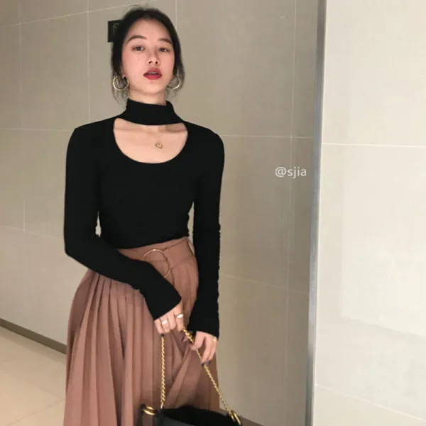 나태한 스웨터 여 가을 겨울 서구식 슬림 터틀넥 니트 이너