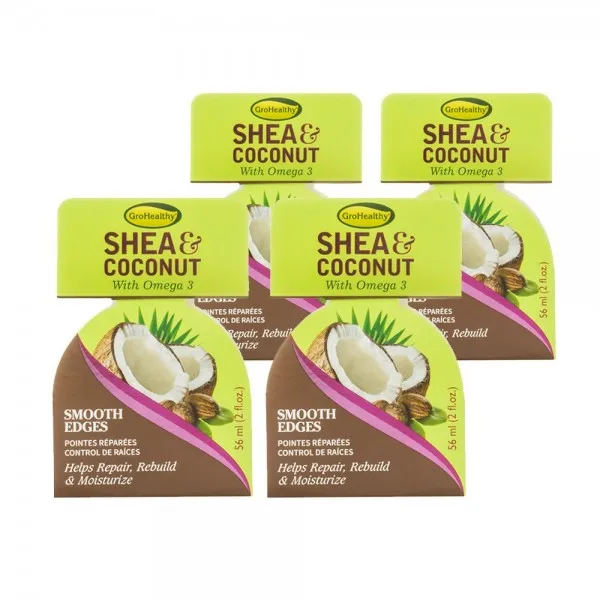 Shea & Coconut Smooth Edges 모발 트리트먼트 트리트먼트 천연 곱슬 모발 제어를위한 유연한 홀드-Omega 3 Sulfa, 단일상품