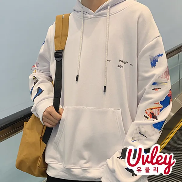 유블리 남성 루즈핏 아트후드티 유니크아트패턴 유니크룩 남성루즈핏 겨울후드티 사계절후드티 20대추천코디 블랙후드티 패턴후드티 남자빅사이즈후드티 빅사이즈 (UV2118026JH) 하냐