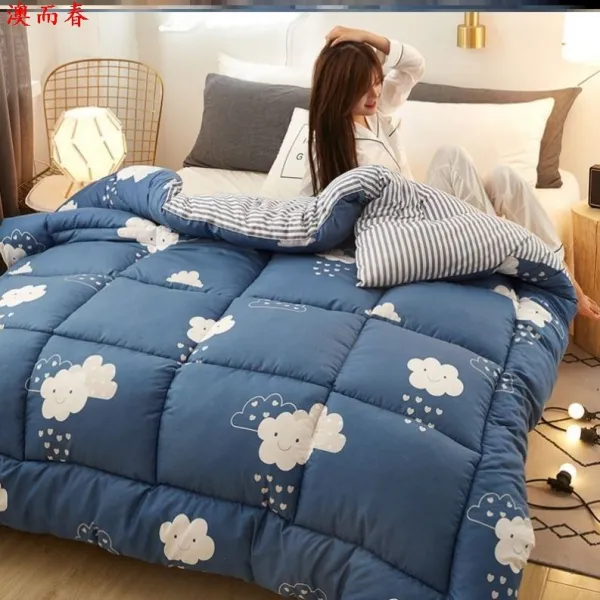 통용 근 겨울 솜이불 보온 학생 두꺼운 봄가을 싱글 사계절 기숙사 전 페어 10, 구름송이 빗방울