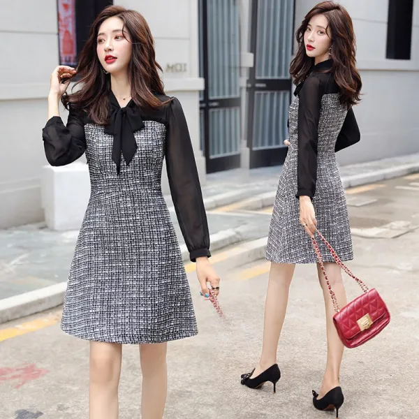 Okseller1 럭셔리 시스루 타이 트위드 하객원피스