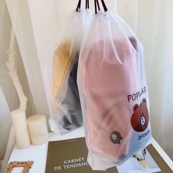캐릭터 양말 자녀 단말 큐트 가을겨울 순면 라이트 ins 낮음 도움말, 10 겹혼색 곰돌이 주머니 포장 스니