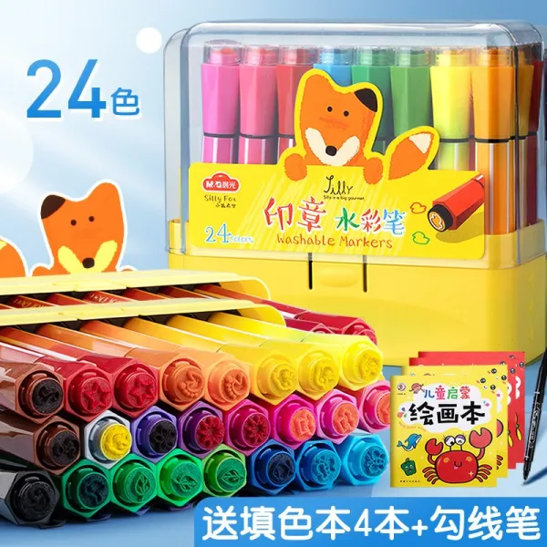 아침 햇살 채색 색연필 페인팅 그림붓 하고 무독하다 정원 초등 물세탁 가능 컬러 낙서펜 24 36 대용량 엘로우 여우 24 색상 장부에 기입